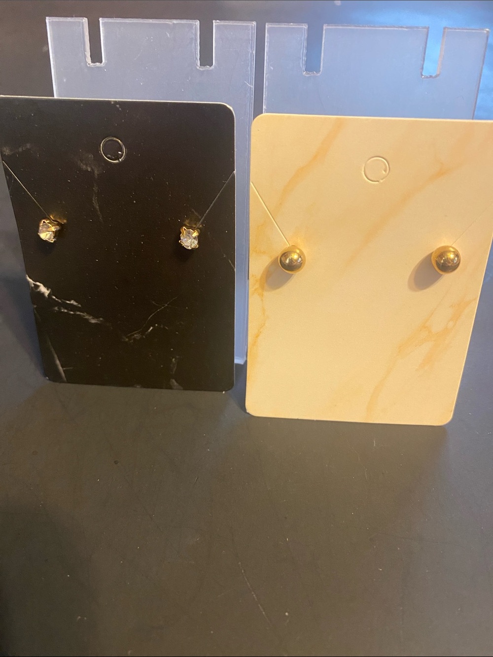 Set of Two Stud Earring Pairs in Gold and Clear Crystal